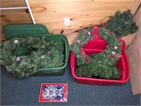 ARTIFICIAL CHRISTMAS TREE W/ ORNAMENTS & WREATH