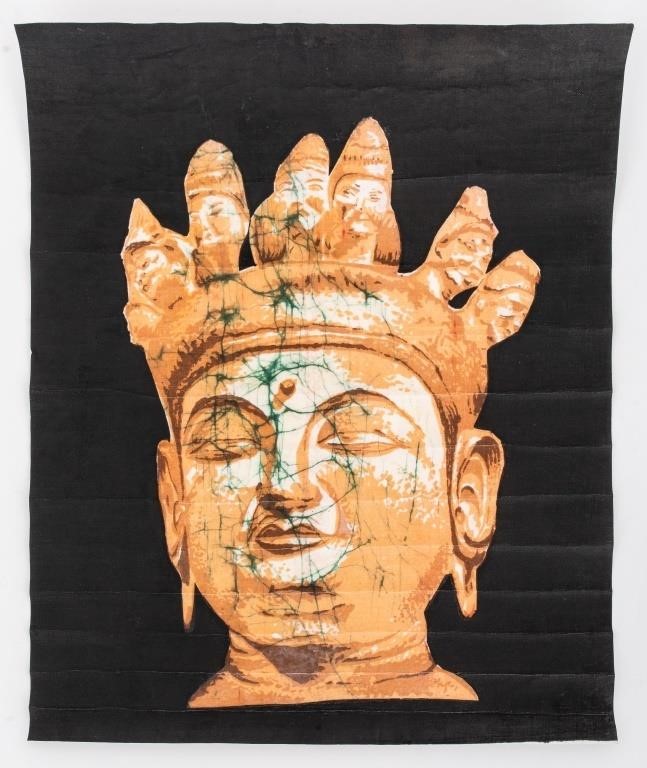 Taiwanese Batik Textile Head of Buddha