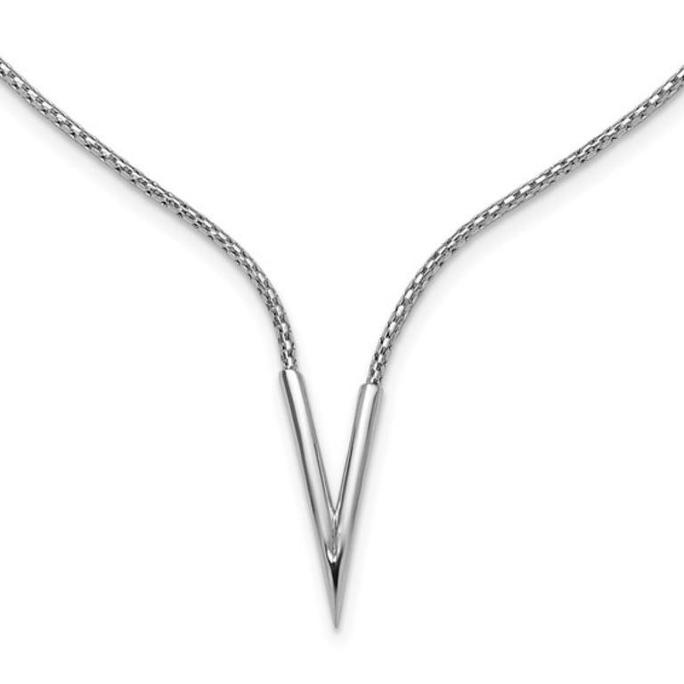 Sterling Silver Polished V Fancy Design Necklace