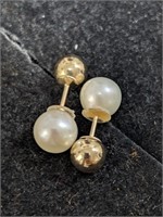 $200 10K  2In1 Reversible Freshwater Pearl Earring