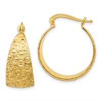 Sterling Silver Gold-tone Textured Hoop Earrings