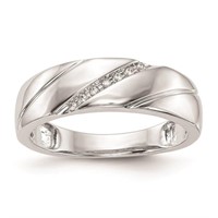 14K White Gold Diamond Men's Wedding Band