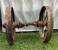 2 Vintage Iron Spoke Wheels 28”