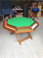 Incredible Vintage Game Table Solid Wood Colored