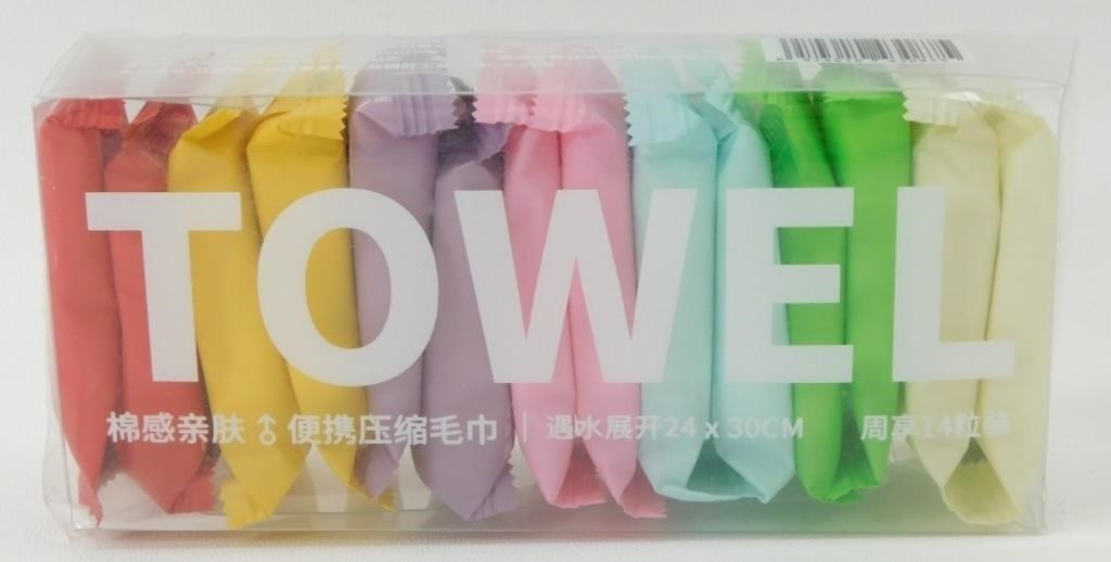 14 Compressed Towels - Portable, Disposable, Wet