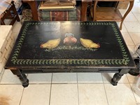 Coffee Table Chicken Themed Black Lacquer