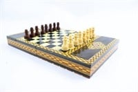 Wooden Inlaid Marquetry Folding Chess Set Board
