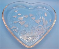 Vintage Crystal Frosted Glass-Heart- Dish