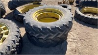 2- 12.4x28 Tires w/ John Deere Rims