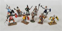 10 Cast Metal Fighter Figures, Medieval Etc.