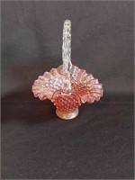 Pink Hobnail Basket with Clear Handle