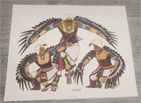 1977 Jemez Pueblo Signed Print Eagle Dancers