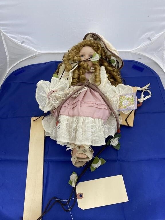 Cathay Collection Porcelain Doll on Swing