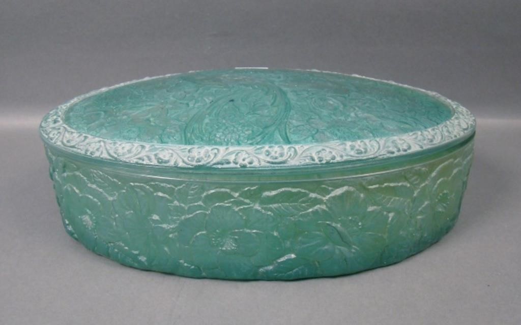 Consol. Green Bird of Paradise Oval Candy Box