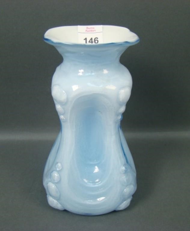 Consol. Lt. Blue Cased #1165  Pinched Bottle Vase.