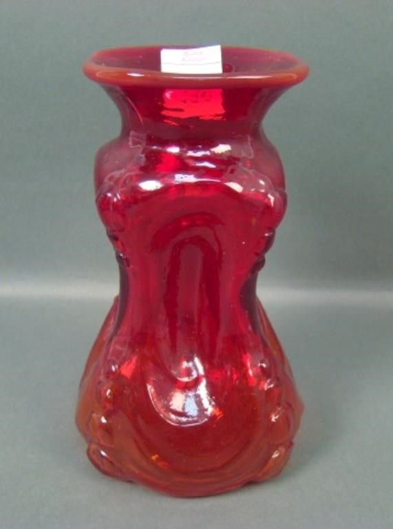 Consol. Red #1165 Pinched Bottle Vase