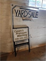 Large wooden yard sale sign, 4 business metal