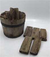 Wood Planter Pot W/ Fire Starter Wood (not