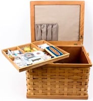 Vintage Woven Wood Sewing Basket