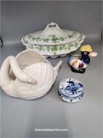 Porcelain Pieces - Includes Delft's Trinket Box &