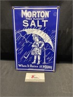 Morton Salt enamel metal sign