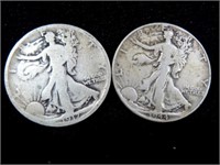 1917 AND 1944 WALKING LIBERTY SILVER HALF DOLLARS