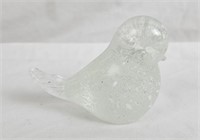 Art Glass Speckled White Bird Figurine