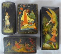 Russian Hand Painted Lacquer Boxes