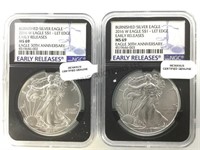 2-2016 NGC MS69 AMERICAN SILVER EAGLES, 2 X $