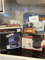 waffle iron, onion bloom cutter, fry Daddy in box