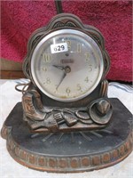 Antique Bronze Clock Lamp-Untested