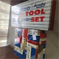 Vintage Tin Handy Andy Tool Set Box & Tin