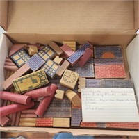 Vintage Wood House Building Blocks