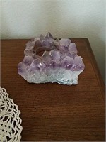 Larger Amethyst Crystal- Made into Candle Holder-