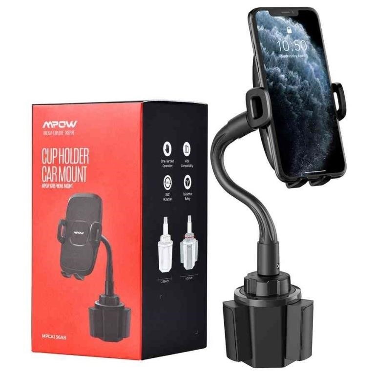 (N) Mpow MPCA136AB Cup Holder Car Phone Mount