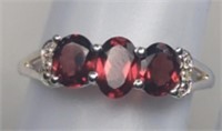 Sterling 3 Stone Oval Cut Garnet Ring
Size 7 and