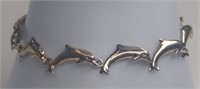 Vintage Sterling Silver Dolphin Link Bracelet
