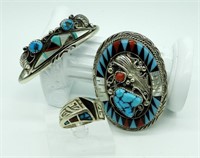 Sterling Navajo Style Set of 3
