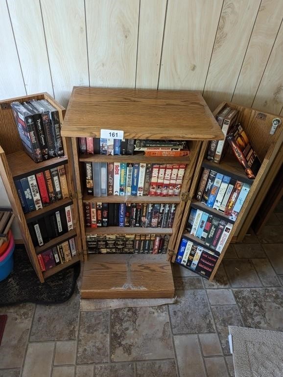 Fiberboard VHS Cabinet w/ VHS Tapes