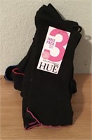 NWT 3 PAIR HUE BLACK SOCKS  O/S  $15