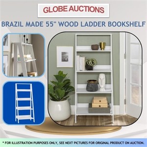 BRAZIL MADE 55" WOOD LADDER BOOKSHELF (MSP:$249)