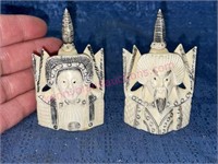 2 Ant. signed carved Chinese Ivory snuff bottles