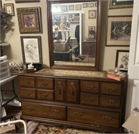 Eight drawer dresser 60 x 31.5" w/ 32 x 42" mirror