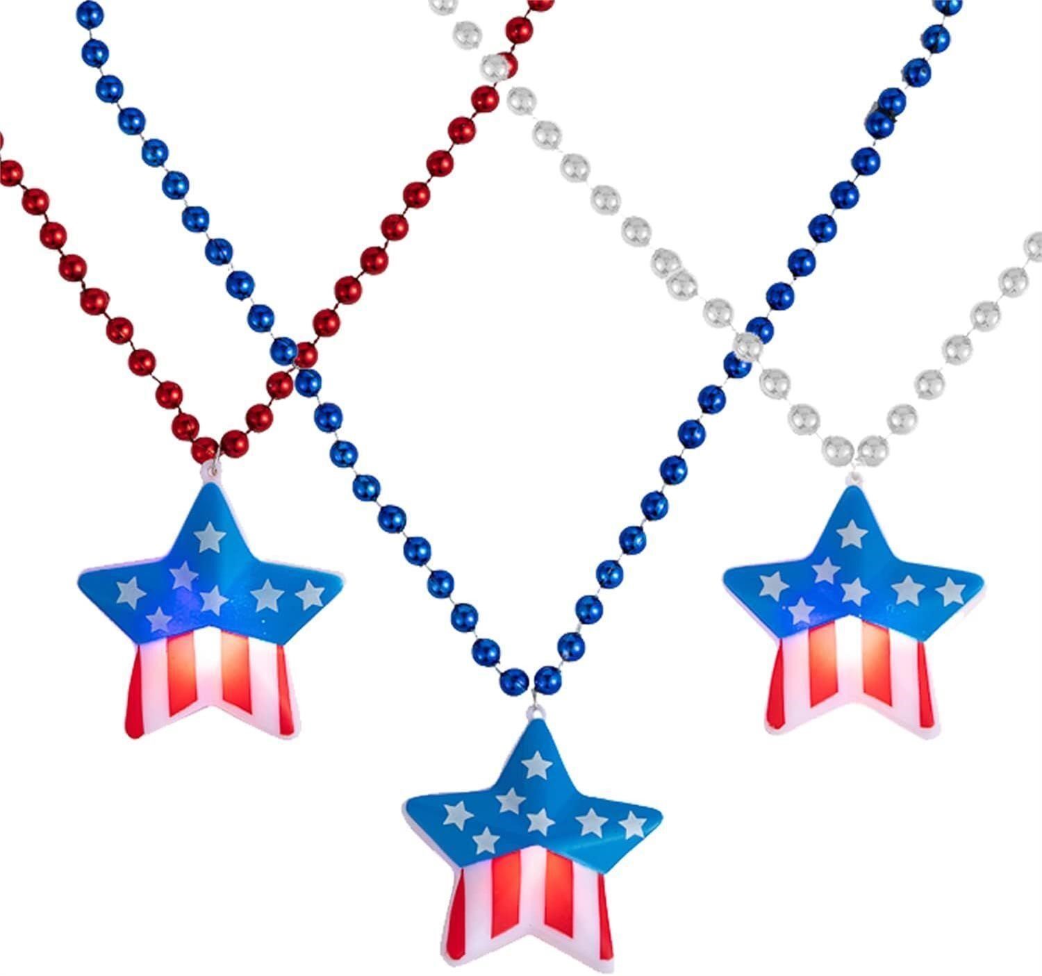 4PACK 4th of July Star Necklaces