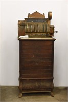 RARE EARLY  NATIONAL BRASS CASH REGISTER CABINET