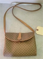 Gucci "Italy" Fabric & Leather Handbag
