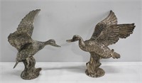 Vintage Pair Silver Plated Duck Table Figures