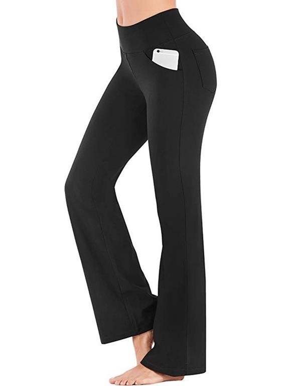 P4095  Hanerdun Bootcut Yoga Pants, Black, M.