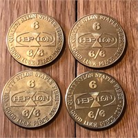 (4) 1966 Heplon Nylon Good Luck Coin Tokens