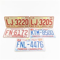 5 North Carolina License Plates